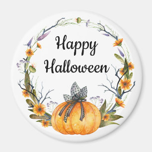 Happy halloween Watercolor Pumpkin Wandan Magnet