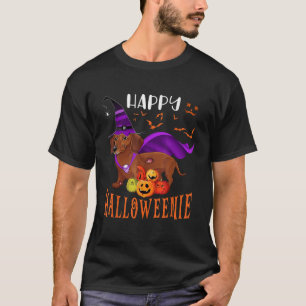 Happy halloween Weenie Dachshund Hund Witch Scary  T Shirt