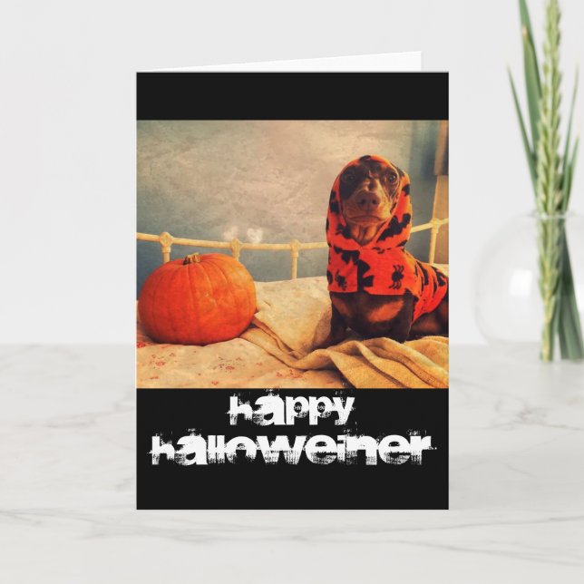 Happy halloween Weiner Sause Hund Hälsning Card Kort (Framsida)