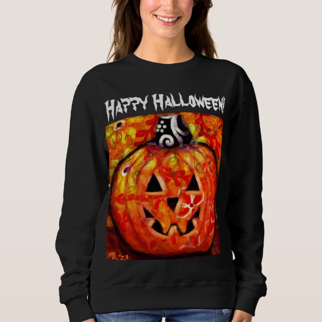 Happy halloween Whimsical Jack-O-Lantern Pumpkin T Shirt (Framsida)