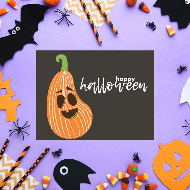 Happy halloween Whimsical Pumpkin Vykort (Skapare uppladdad)