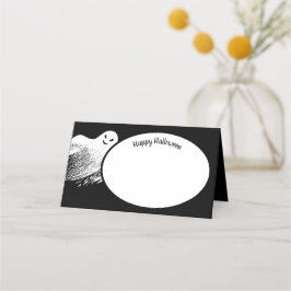Happy halloween White Whispy Ghost Place-kort Placeringskort