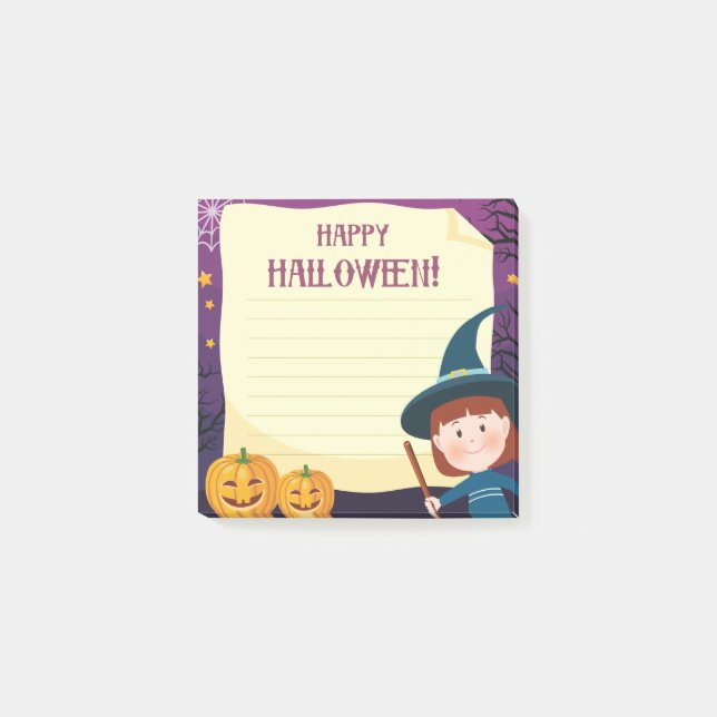 happy halloween Witch 3 tum x 3 tum Post it® Notes Post-it Block (Framsida)