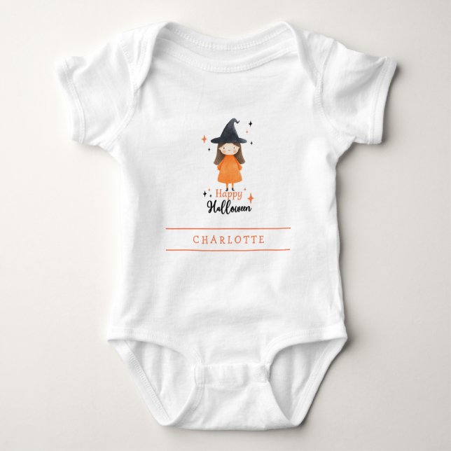 Happy halloween Witch Anpassningsbar Baby Bodykost T Shirt (Framsida)