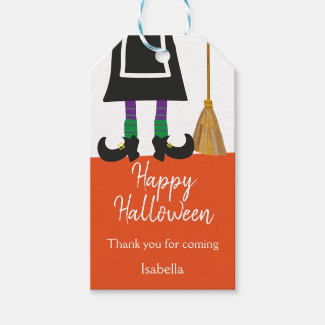 Happy halloween Witch Ben & Broom Customized Presentetikett (Framsidan)