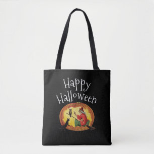 Happy halloween, Witch, Black Cat och Uggla Tygkasse