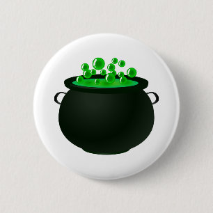 Happy halloween Witch Bubble Cauldron Grönt Magic Knapp