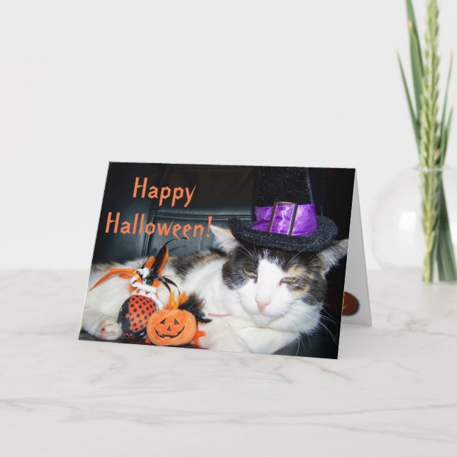 Happy halloween Witch Cat Kort (Framsida)
