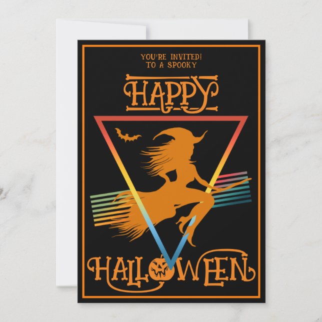 Happy halloween Witch Costume Party Black Oranges Inbjudningar (Framsida)