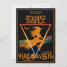 Happy halloween Witch Costume Party Black Oranges Inbjudningar