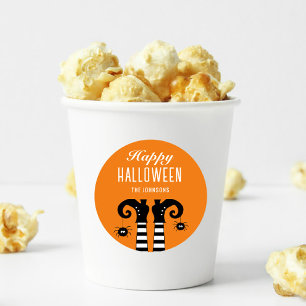 Happy halloween Witch Feet Orange Square-etikett Fyrkantigt Klistermärke