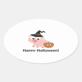 Happy halloween! Witch Gris Ovalt Klistermärke