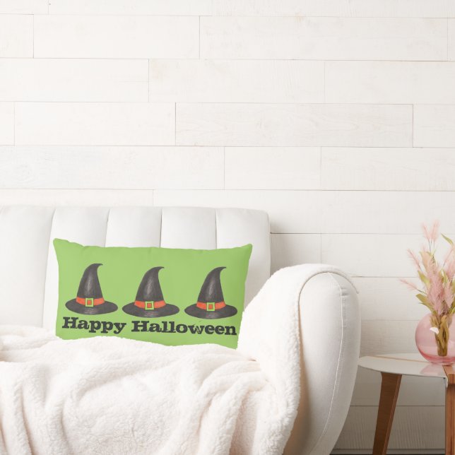 Happy halloween Witch Grönt Black Witches Hat Lumbarkudde (Soffa)