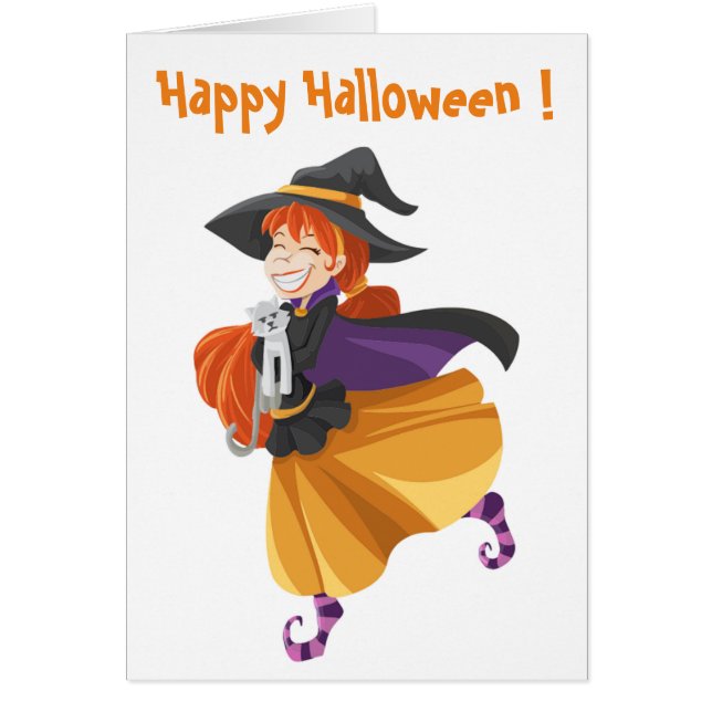 ’HAPPY HALLOWEEN’ WITCH HÄLSNINGSKORT (Framsidan)