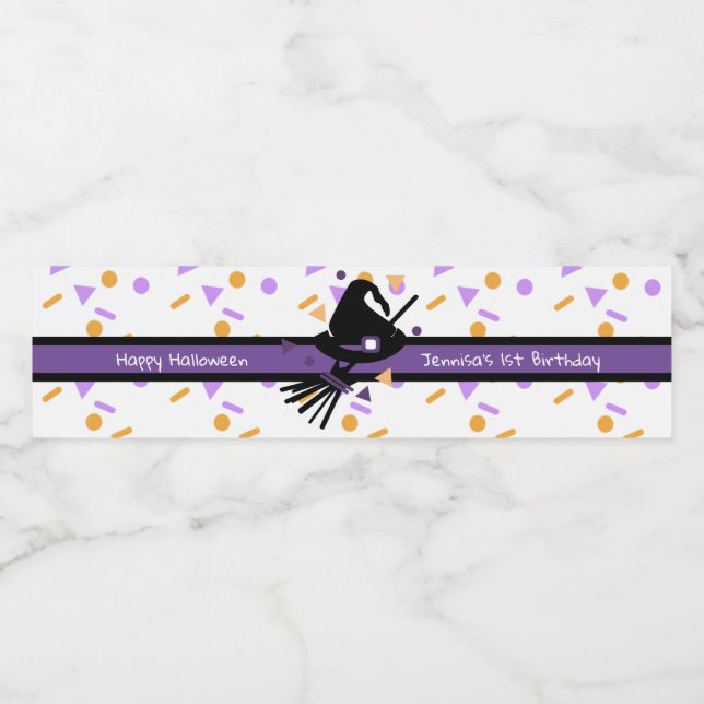 Happy halloween Witch Hat Confetti Birthday Vattenflaskor Etikett (Singel etikett)
