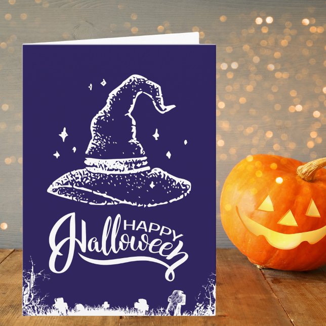 Happy halloween Witch Hat och Graveyard Kort (Skapare uppladdad)