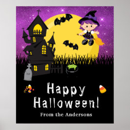 Happy halloween Witch Lila Party Sign Poster