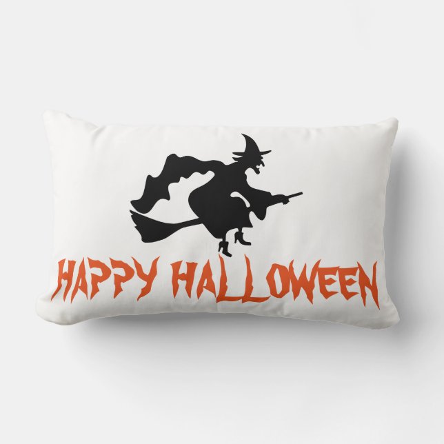 Happy halloween Witch med hennes rumsvitt Thrid Lumbarkudde (Framsida)