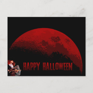 Happy halloween - Witch och Måne - vykort