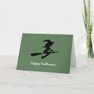 Happy halloween, Witch on Broomstick Kort