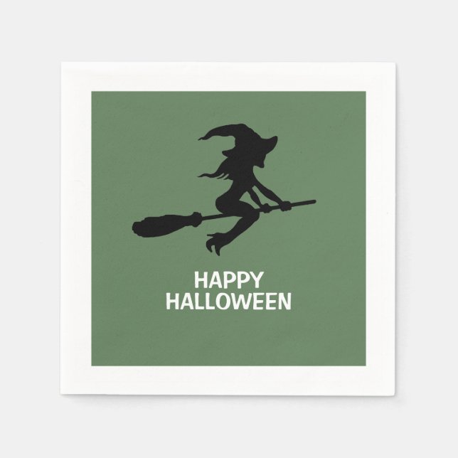 Happy halloween, Witch on Broomstick Pappersservett (Framsidan)