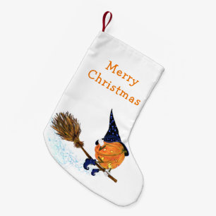 happy halloween Witch Pumpkin Flies Broom - Lustig Liten Julstrumpa
