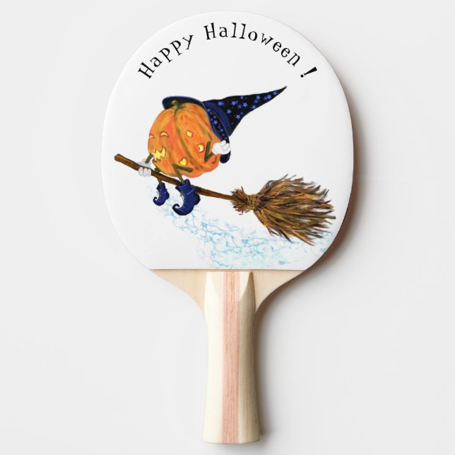 Happy halloween Witch Pumpkin Flies Broom - Lustig Pingisracket (Framsidan)