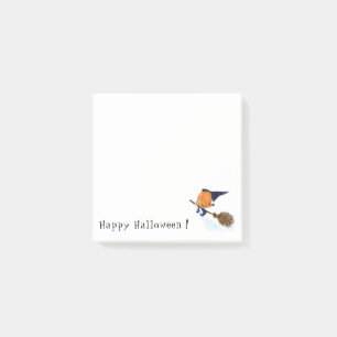 happy halloween Witch Pumpkin som flyger med Broom Post-it Block