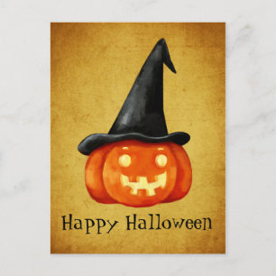 Happy halloween Witch Pumpkin Vykort