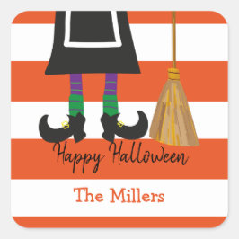 Happy halloween Witch Rand Fyrkantigt Klistermärke