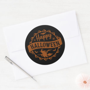 Happy halloween Witch Runt Klistermärke