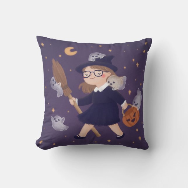 Happy halloween Witch & Spöken Kudde (Framsida)
