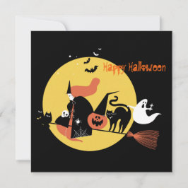 Happy halloween Witch-tecknaden lustig Flat Julkort