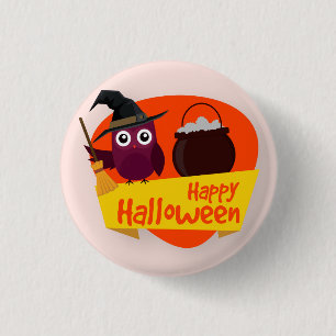 Happy halloween Witch Uggla Fäst knapp