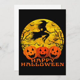 Happy halloween Witch vid strummet Inbjudningar