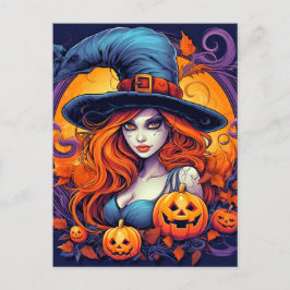 Happy halloween Witch Vykort