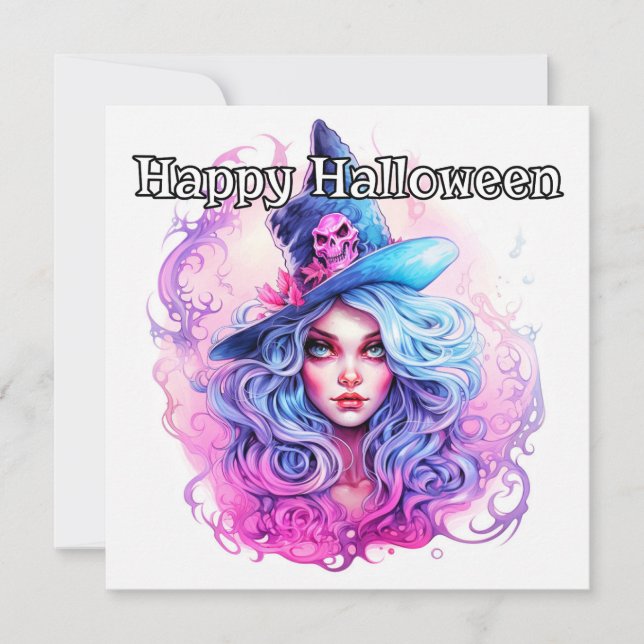 Happy halloween | Witch Woman Illustration Kort (Framsida)
