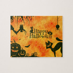 Happy halloween Witches Cats Spiders Ugglor Pumpki Pussel