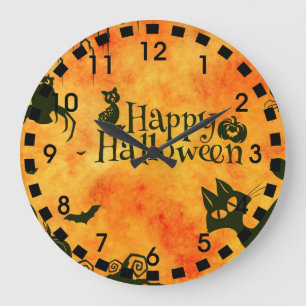 Happy halloween Witches Cats Spiders Ugglor Pumpki Stor Klocka