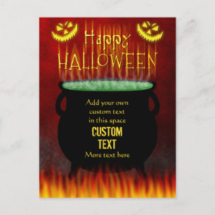 Happy halloween Witches Cauldron Fire Anpassningsb Vykort
