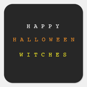 happy halloween Witches Funny Candy corn Fyrkantigt Klistermärke