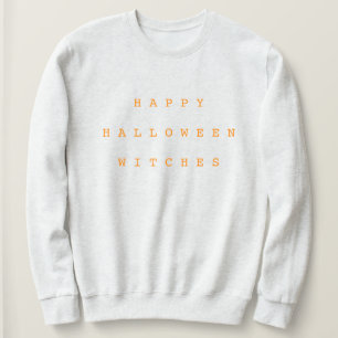 happy halloween Witches Funny Chic White & Orange T Shirt