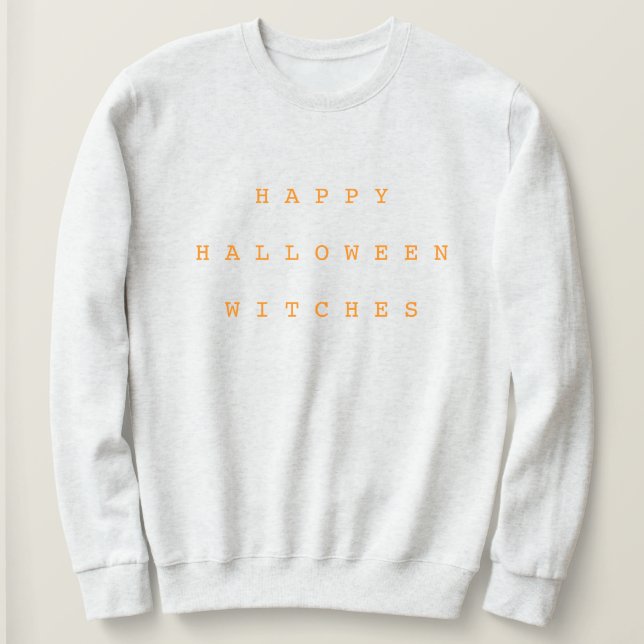 Happy halloween Witches Funny Chic White & Orange T Shirt (Design framsida)