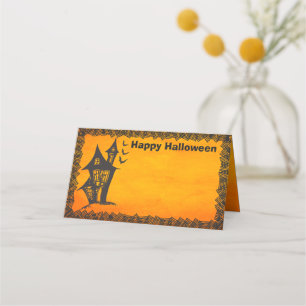 Happy halloween Witches Haunted House Placeringskort