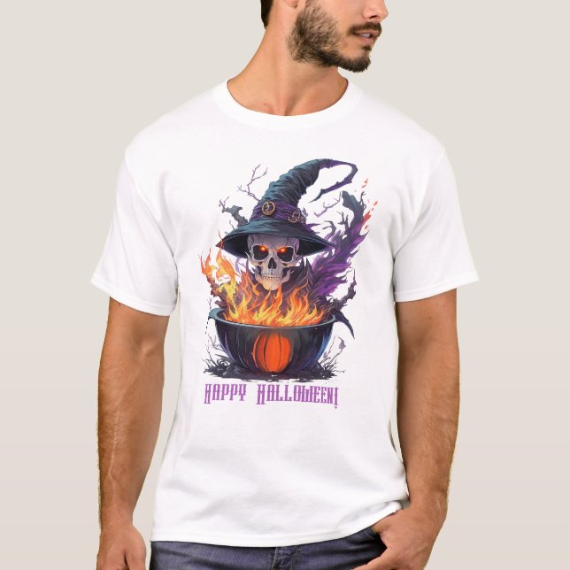 Happy halloween! Witches Skull T Shirt (Framsida)