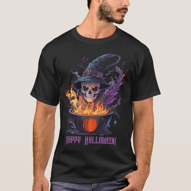 Happy halloween! Witches Skull T Shirt (Framsida)