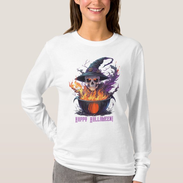 Happy halloween! Witches Skull T Shirt (Framsida)
