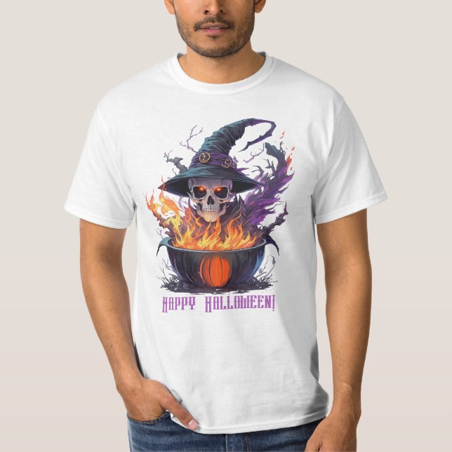 Happy halloween! Witches Skull T Shirt (Framsida)