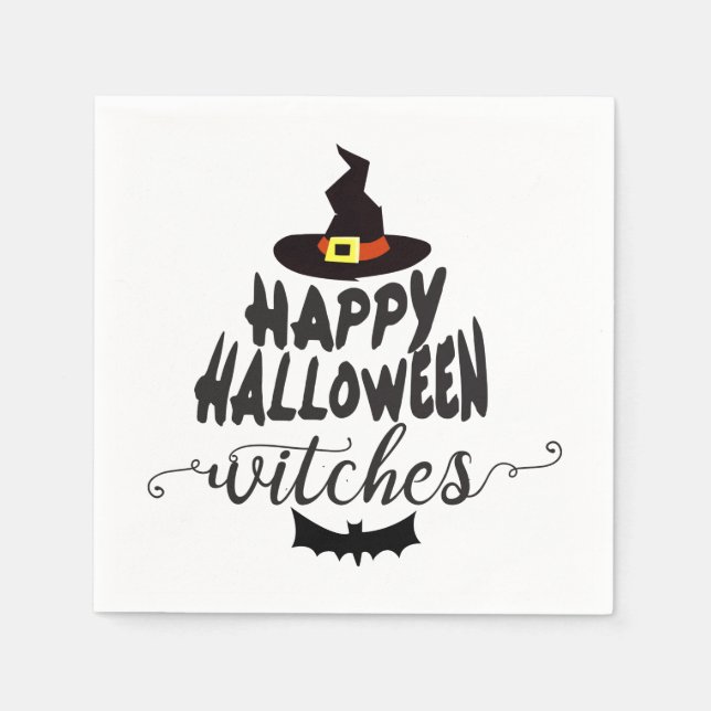 Happy halloween Witches Typography Halloween Pappersservett (Framsidan)