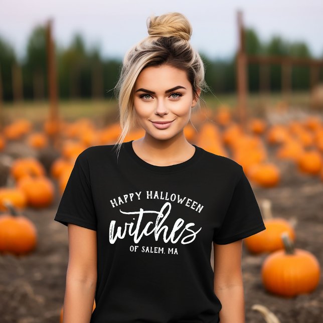 Happy halloween Witches White Script Anpassningsba T Shirt (Skapare uppladdad)